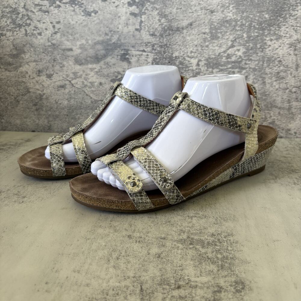 TAOS Wanderer Strappy Wedge Sandals Cork Footbed Womens EU 41 /10-10.5 Snakeskin